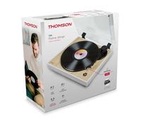 Thomson Platine vinyle TT301 – Tête Audio‑Technica AT3600L – 33 et 45 tours Bois et blanc