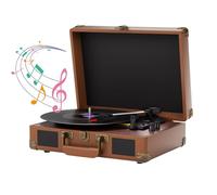 Platine Vinyle 3 Vitesses 33/45/78 TR/Min avec 2 Haut-parleurs stéréo intégrés et Prise Casque(Dark Bown)