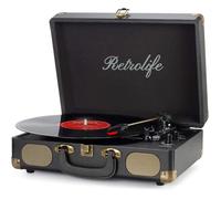 Platine Vinyle 3 Vitesses 33/45/78 Tr/Min Bluetooth Valise Portable Tourne-Disque À Courroie Avec Haut-Parleurs Intégrés Sortie Li