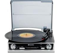 Roadstar TTR-8634 Platine Vinyle 33/45/78 TR/Min, Radio FM Analogique, Haut-Parleurs Intégrés, Sortie RCA, Prise Casque, Noir