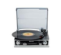 Roadstar TTR-8634 Platine Vinyle 33/45/78 TR/Min, Radio FM Analogique, Haut-Parleurs Intégrés, Sortie RCA, Prise Casque, Noir