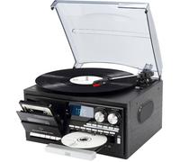 Platine Vinyle 9-en-1 9-en-1 avec Bluetooth, Tourne-Disque à 3 Vitesses, Noir