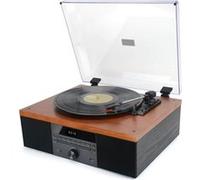 AKAI Plateau tournante en bois Tourne-disque avec enceintes Haut-parleurs stéréo pour vinyles Plateau tournant CD-Player Lecteur, Bluetooth FM-Radio, USB Entraînement par courroie Plateau tournant