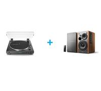 Platine vinyle AUDIOTECHNICA AT-LP60XBK + Enceintes amplifiées Bluetooth EDIFIER R1280DB Bois vendues par paire Vinyle