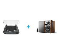 Platine vinyle AUDIOTECHNICA AT-LP60XBK + Enceintes amplifiées Bluetooth EDIFIER R1280DB Bois vendues par paire Noir C