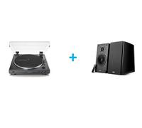 Platine vinyle AUDIOTECHNICA AT-LP60XBK + Enceintes amplifiées Bluetooth EDIFIER R2000DB Noir Laqué vendues par paire Vinyle