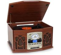 Platine vinyle - Auna NR-620 - Lecteur vinyle - Lecteur K7/CD et MP3 USB - Chaîne hifi stéréo - Bois vintage