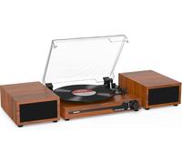 Platine Vinyle Avec 2 Haut-Parleurs Stéréo Doubles,Vintage Tourne-Disqu Bluetooth 5.3 Prend En Charge 3 Vitesses,Entrée Auxiliaire,Ligne Rca,Usb,Lecture Sans Fil,Marron