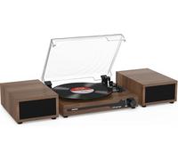 Platine Vinyle Avec 2 Haut-Parleurs Stéréo Doubles,Vintage Tourne-Disqu Bluetooth 5.3 Prend En Charge 3 Vitesses,Entrée Auxiliaire,Ligne Rca,Usb,Lecture Sans Fil,Café