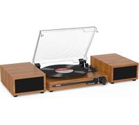 Platine Vinyle Avec 2 Haut-Parleurs Stéréo Doubles,Vintage Tourne-Disqu Bluetooth 5.3 Prend En Charge 3 Vitesses,Entrée Auxiliaire,Ligne Rca,Usb,Lecture Sans Fil,Jaune