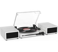 Platine Vinyle Avec 2 Haut-Parleurs Stéréo Doubles,Vintage Tourne-Disqu Bluetooth 5.3 Prend En Charge 3 Vitesses,Entrée Auxiliaire,Ligne Rca,Usb,Lecture Sans Fil,Blanc