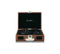 Platine vinyle avec bluetooth, haut-parleurs intégrés et batterie rechargeable intégrée tt-120bnwh marron-blanc