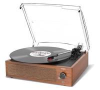 Platine Vinyle avec Haut Parleur, Platine Vinyle Vintage pour disques vinyles, Prise en Charge 3 Vitesses, Lecture sans Fil, entrée AUX, Ligne RCA LP lecteurs vinyles Orange de blé