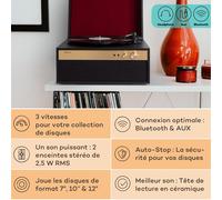 Platine vinyle Berklee TT Case entraînement par courroie 33 1/3 & 45 T/min enceintes stéréo bois