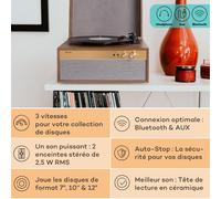 Platine vinyle Berklee TT Case entraînement par courroie 33 1/3 & 45 T/min enceintes stéréo bois
