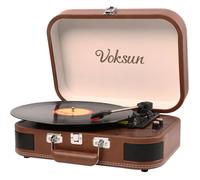 Platine Vinyle Bluetooth 3 Vitesses, Tourne-Disque Vintage Portable Avec Haut-Parleurs Intégrés, USB/RCA/AUX, Auto-Stop (Brun)