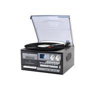 Platine Vinyle Bluetooth 5.0 - Tourne-Disque Multifonctions 10 W RMS, CD, Cassette, FM, Enregistrement USB/SD - Noir