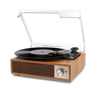 Platine Vinyle Bluetooth 5.4 Regevo, Tourne Disque Vinyles avec Haut-Parleurs, Numérisation USB, 3 Vitesses (33/45/78 Tours/Min), Lecteur Vinyle Rétro en Bois, RCA, AUX, Coloris Bois