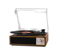 Platine Vinyle Bluetooth 5.4 Regevo, Tourne Disque Vinyles avec Haut-Parleurs, Numérisation USB, 3 Vitesses (33/45/78 Tours/Min), Lecteur Vinyle Rétro en Bois, RCA, AUX, Marron