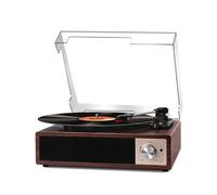 Platine Vinyle Bluetooth 5.4 Regevo, Tourne Disque Vinyles avec Haut-Parleurs, Numérisation USB, 3 Vitesses (33/45/78 Tours/Min), Lecteur Vinyle Rétro en Bois, RCA, AUX, Acajou