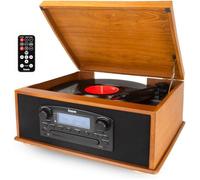 Platine Vinyle Bluetooth À 3 Vitesses Avec Haut-Parleurs Stéréo Intégrés|Tourne Disque Vinyle Et Cd Radio Fm|Auto-Stop|Entrée Auxi