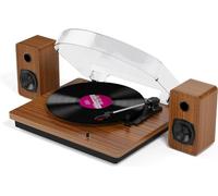 Platine Vinyle Bluetooth à Trois Vitesses et Haut-parleurs stéréo, Conversion des Sorties USB et RCA, Bois Couleur Bois Naturel