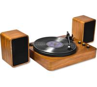 Platine Vinyle Bluetooth Avec Haut-Parleur Hifi,Lecteur Vinyle Vintage 33/45/78 Rpm,Auto-Stop,Cellule At-3600L,Sorties Aux/Rca,Idéal Pour Cadeau Et Décoration