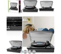 Platine Vinyle Bluetooth MP3 33 rpm / 45 rpm / 78 rpm Courroie Stéréo RCA Bluetooth® 18W (Pré) amplificateur intégré MDF NOIR