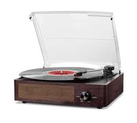 Platine Vinyle Bluetooth Portable à 3 Vitesses (33 1/3, 45 78 TR/Min), Vintage Tourne-Disque avec Haut-parleurs stéréo intégrés, Prend en Charge la Sortie RCA/3.5mm Jack Marron