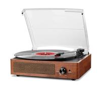 Platine vinyle DJ GENERIQUE Platine Vinyle Retro Bluetooth Portable Trois Vitesse 33/45/78 avec Haut-parleurs intégrés Bois Naturel