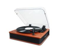 Platine Vinyle Bluetooth Rétro Tourne-Disque 3 Vitesses Haut-Parleurs Stéréo Encodage USB/SD Radio FM Entrée AUX Sortie RCA Affichage LED