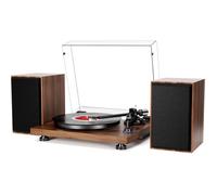Platine vinyle - CACTOSE - HiFi - Bluetooth - Haut-parleurs amovibles - Bois marron - 45 tours