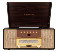 Platine vinyle Crosley CR7016A-MA Rhapsody 3 vitesses avec radio AM/FM Bluetooth, lecteur CD et entr e auxiliaire, acajou