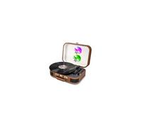 Platine Vinyle Disques 33,45,78 trs, Multifonction Bluetooth rétro TD14, Encoding, Port USB, Cuir marron, 2 Boules Disco LED