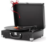 Platine vinyle, entrée Bluetooth et AUX, couvercle amovible, couleur noire