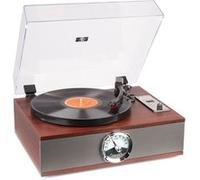Fenton RP180 - Platine vinyle lecteur CD design retro - Bois foncé, récepteur Bluetooth, haut-parleurs intégrés, 33, 45 et 78 tours Brun/Argent