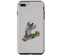 Platine Vinyle Gris Africain DJ Perroquet rétro Musique Graphique Coque pour iPhone 7 Plus/8 Plus