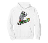 Platine Vinyle Gris Africain DJ Perroquet rétro Musique Graphique Sweat à Capuche