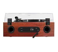 Platine vinyle Halterrego ALL-in-one avec 2 HP intégrés / couvercle, RMS 2* 8W, 3 vitesses, lecteur CD, BT IN, Radio FM, Aux IN, RCA out, couleur TAN