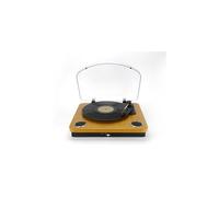 Platine vinyle Halterrego avec HP intégrés/Couvercle, RMS 2*2W,RCA OUT, Lec et Eng USB, BT IN/OUT, adaptateur inclus , finition laquée noire/asp bois - Neuf