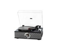 Platine vinyle Halterrego MANHATTAN ALL-in-one avec 2 HP intégrés / couvercle, RMS 2* 8W, 3 vitesses, lecteur CD, BT IN, Radio FM, Aux IN, RCA out, Noir