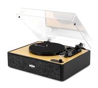 House of Marley Rise Up Tourne Disque Vinyle Bluetooth avec Enceinte IntéGRÉe - Platine Vinyle avec 3 Vitesses, Streaming Bidirectionnel, Matériaux Recyclés, Finition Bambou et Couvercle