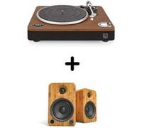 Platine vinyle House Of Marley Simmer Down Bluetooth + Enceintes amplifiées Bluetooth Kanto YU4 Bambou E