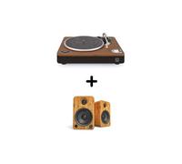 Platine vinyle House Of Marley Simmer Down Bluetooth + Enceintes amplifiées Bluetooth Kanto YU4 Bambou