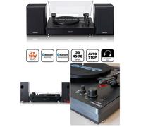 Platine vinyle LENCO NOIR Bluetooth stéréo 3 vitesses 33/45/78 tours + 2 HAUT- PARLEURS BOIS 2 x 10W RMS