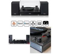 Platine vinyle LENCO NOIR Bluetooth stéréo 3 vitesses 33/45/78 tours + 2 HAUT- PARLEURS BOIS 2 x 10W RMS