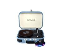 Platine vinyle - Muse MT-201BTB - stéréo bleue clair 33/45/78 tours avec enceintes intégrées - USB/SD/AUX - Lumière OVNI