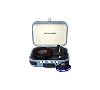 platine vinyle - muse mt-201btb - stéréo bleue clair 33/45/78 tours avec enceintes intégrées - usb/sd/aux - lumière ovni G