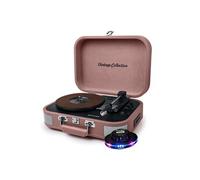 Platine vinyle - MT-201BTP - stéréo saumon 33/45/78 tours - Enceintes intégrées - USB/SD/AUX - Prise casque - Lumière OVNI
