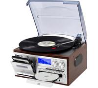 Platine vinyle multifonction - SUTEO - 9-en-1 - Bluetooth - Haut-parleurs intégrés - Lecture USB - CD/Cassette